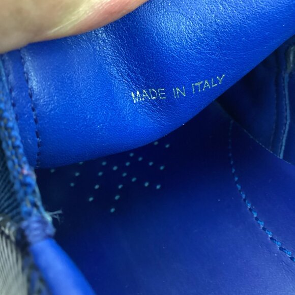 Prada Sport Mens 8 Perforated Blue Leather Slip-On Sneakers Made In Italy - Picture 9 of 11